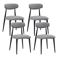 Streamdale Furniture Dining Chairs Set of 4, Curved Backrest Round Upholstered And Metal Frame, Grey