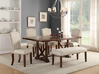 Streamdale Cream Upholstered Dining Chairs Set of 2 with Nailheads