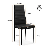 Streamdale 5-Piece Dining Set Glass Table, 4 Leather Chairs