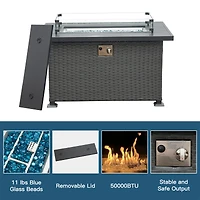 Streamdale Furniture Smokeless Fire Pit Table for Outdoor Patio with Glass Wind Guard