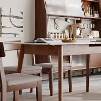 Simplie Fun Telescopic dining table for 6-8, walnut wood