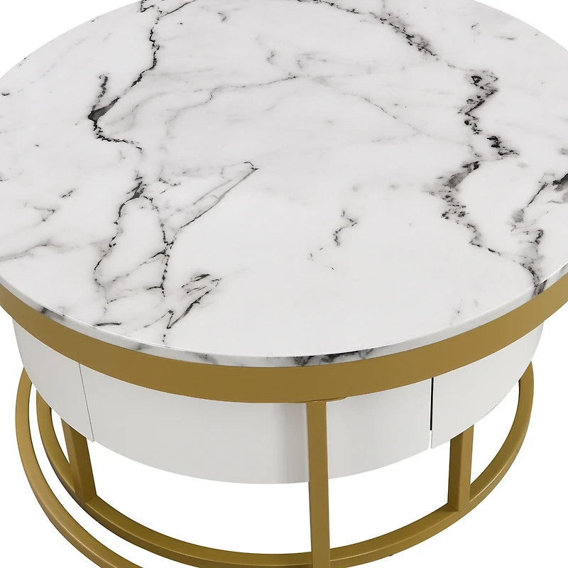 Streamdale Modern Round Nesting Coffee Table With Drawers