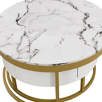 Streamdale Modern Round Nesting Coffee Table With Drawers
