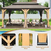 Streamdale Cedar and Steel Hardtop Gazebo with Curtains