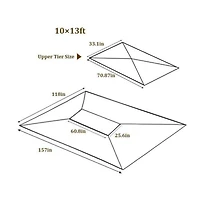 Streamdale 13 X 10FT Patio Double Roof Gazebo Replacement Canopy Top Fabric