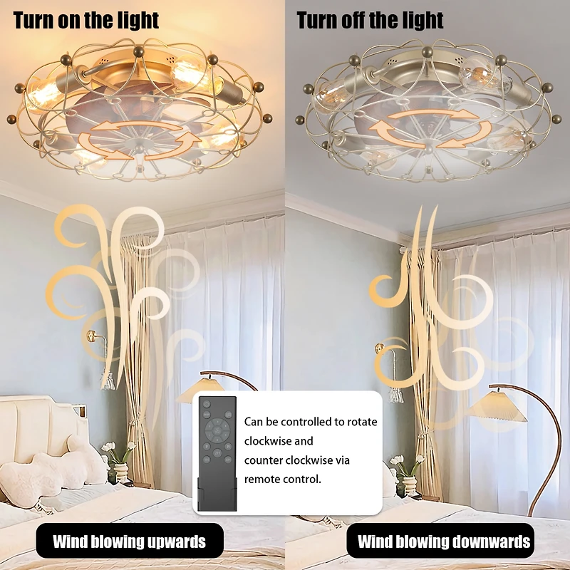 Streamdale Low-Profile Caged Ceiling Fan with Remote