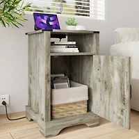 Streamdale Furniture Rustic Farmhouse End Table with Charging Station