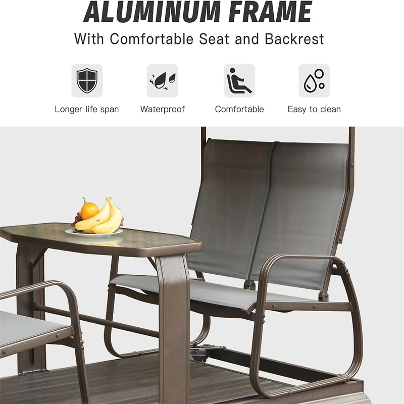 Retro Glider Benches with Canopy for Outdoor Use