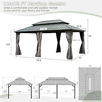 12' X 18' Hardtop Gazebo, Aluminum Metal Gazebo