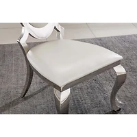 Streamdale Furniture Leatherette Dining Chair With Oval Backrest Set Of 2, Stainless Steel Legs