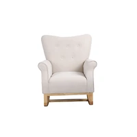 Baby Room High Back Rocking Chair Nursery Chair, Comfortable Rocker Fabric Padded Seat, Modern