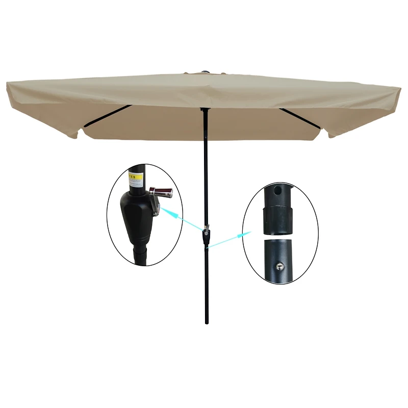 Streamdale Furniture 10' x 6.5' Patio Umbrella with Crank and Button