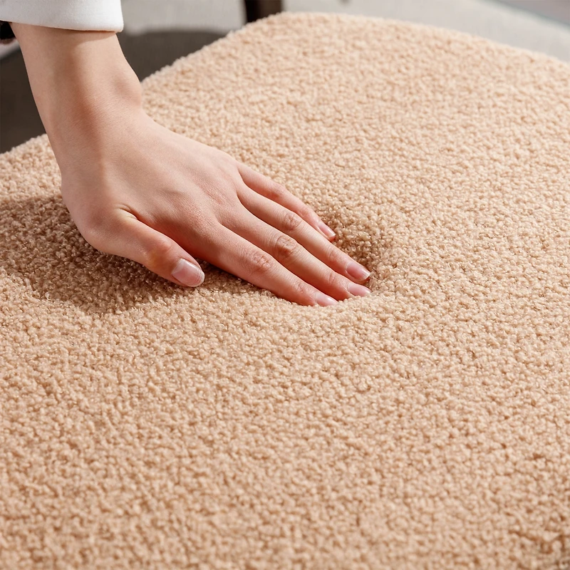 Streamdale Furniture Camel Storage Ottoman Bench For End Of Bed Gold Legs, Modern Camel Faux Fur Entryway Bench