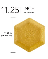 Certified International French Bees Set of 4 Embossed Honeycomb Dinner Plates