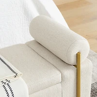 Streamdale Beige Linen Storage Bench with Iron Legs