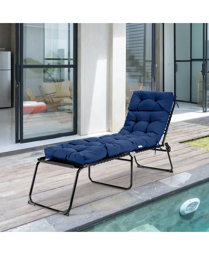 Slickblue Outdoor Lounge Chaise Cushion with String Ties for Garden Poolside