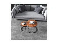 Modern Round Stacking Nesting Coffee Tables for Living Room (Set of 2)