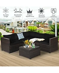 Slickblue 6 Pieces Rattan Patio Sectional Sofa Set with Cushions for 4-5 Person