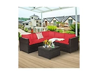 Slickblue 6 Pieces Rattan Patio Sectional Sofa Set with Cushions for 4-5 Person