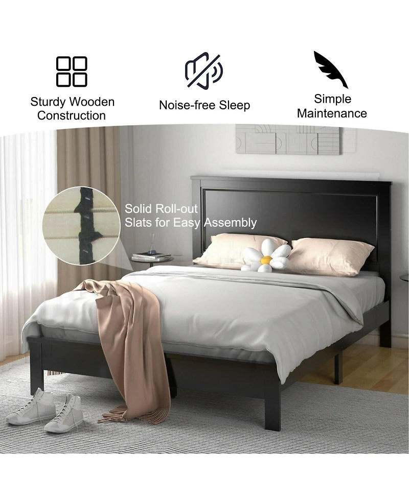 Slickblue Platform Slat Bed Frame with High Headboard
