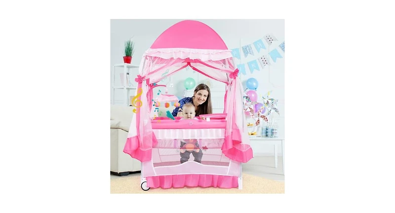 Slickblue Portable Baby Playpen Crib Cradle with Carring Bag