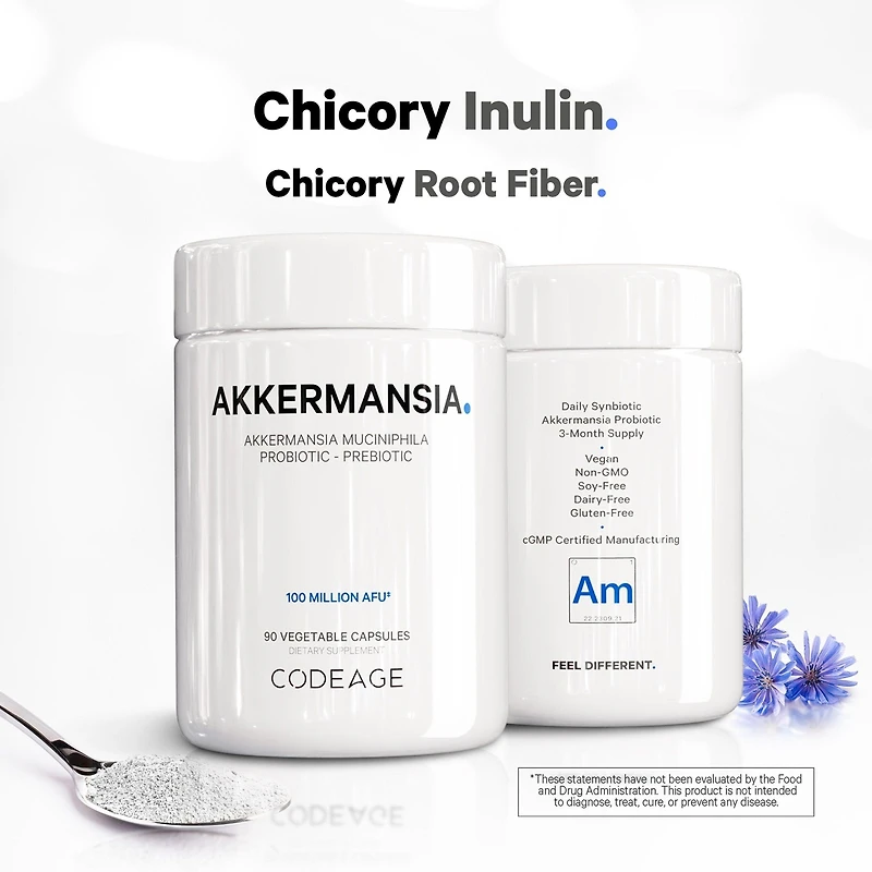 Codeage Akkermansia Muciniphila Probiotic Supplement - 3-Month Supply of Akkermansia Probiotic & Chicory Inulin