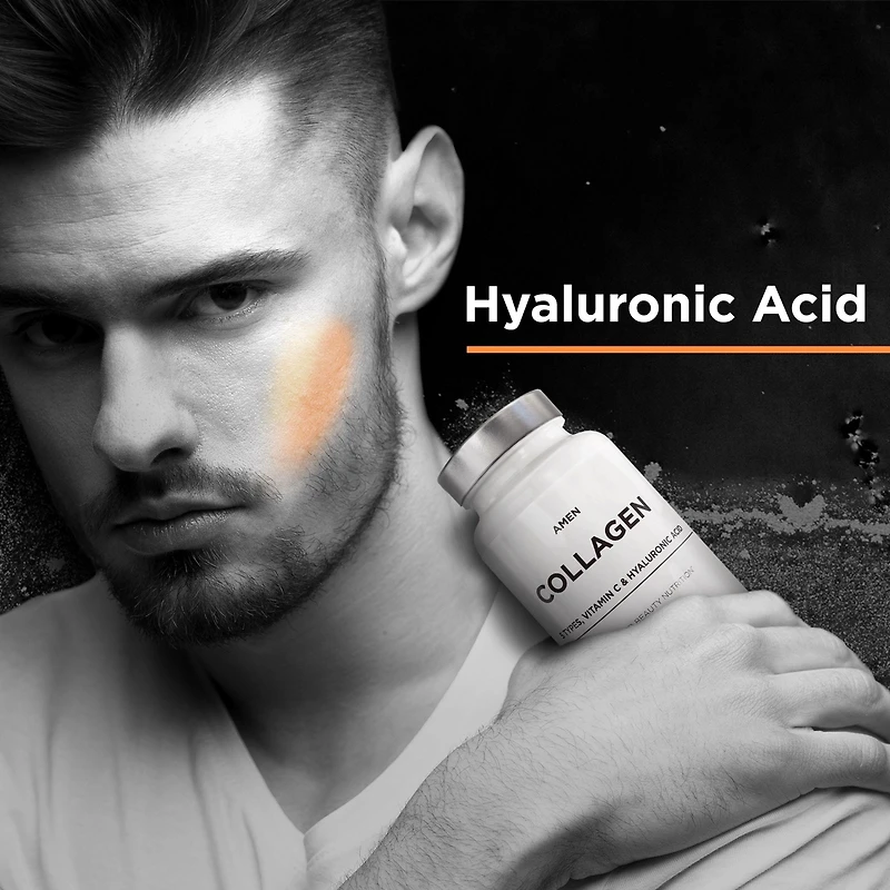 Amen Multi Collagen Peptides Capsules with Hyaluronic Acid and Vitamin C - 5 Types of Collagen Protein Type I, Ii, Iii, V, X - Grass Fed Hydrolyzed