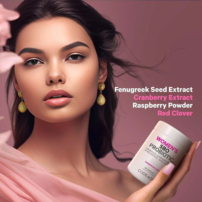 Codeage Women's Probiotics Supplement - 50 Billion CFUs - Sbo Probiotics & Prebiotics - Cranberries - Feminine Health
