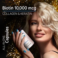 Codeage Hair Vitamins 10000 mcg Biotin, Keratin, Collagen, Vitamin A, B12, C, D3, E, Zinc, Turmeric, Probiotics, Enzymes, Inositol