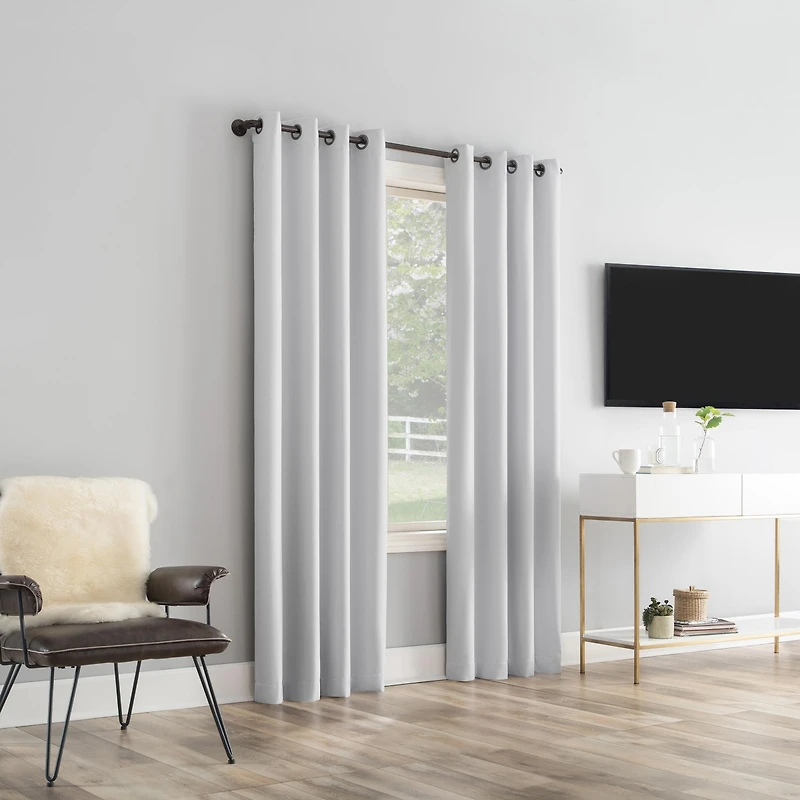 Tresello Tonal Texture Draft Shield Fleece Insulated 100% Blackout Grommet Curtain Panel