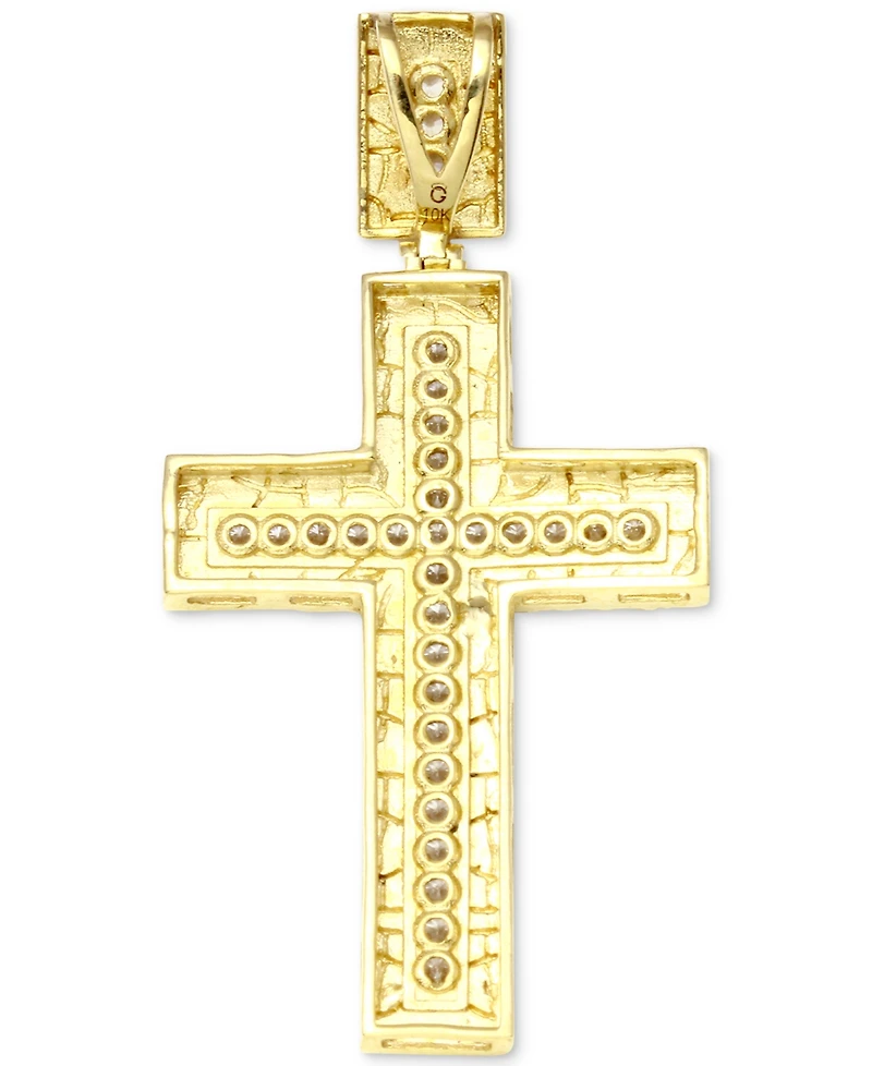 Men's Diamond Textured Cross Pendant (1/4 ct. t.w.) in 10k gold