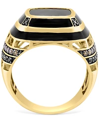 Effy Men's Onyx & Black Diamond (1/4 ct. t.w.) & Espresso Diamond (1/3 ct. t.w.) Ring in 14k Gold