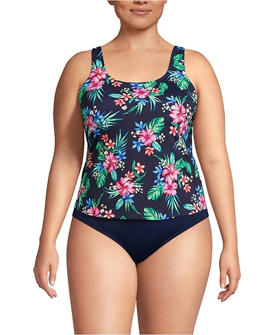 Lands' End Plus Chlorine Resistant One Piece Scoop Neck Fauxkini Swimsuit