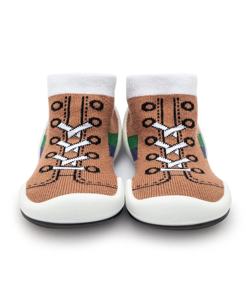 Komuello Infant Boys Breathable Washable Non-Slip Sock Shoes Runner - Brown