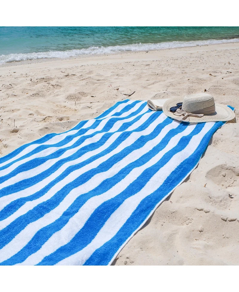 California Cabana Beach Towel (4 Pack, 30x70 in.), Striped, Soft Ringspun Cotton, Oversized Pool