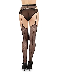 MeMoi Women's Punk Rock Princess Backseam Suspender Fishnet Tights
