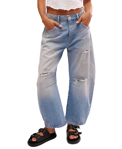 Free People Women's We The Good Luck Mid-Rise Barrel Jeans