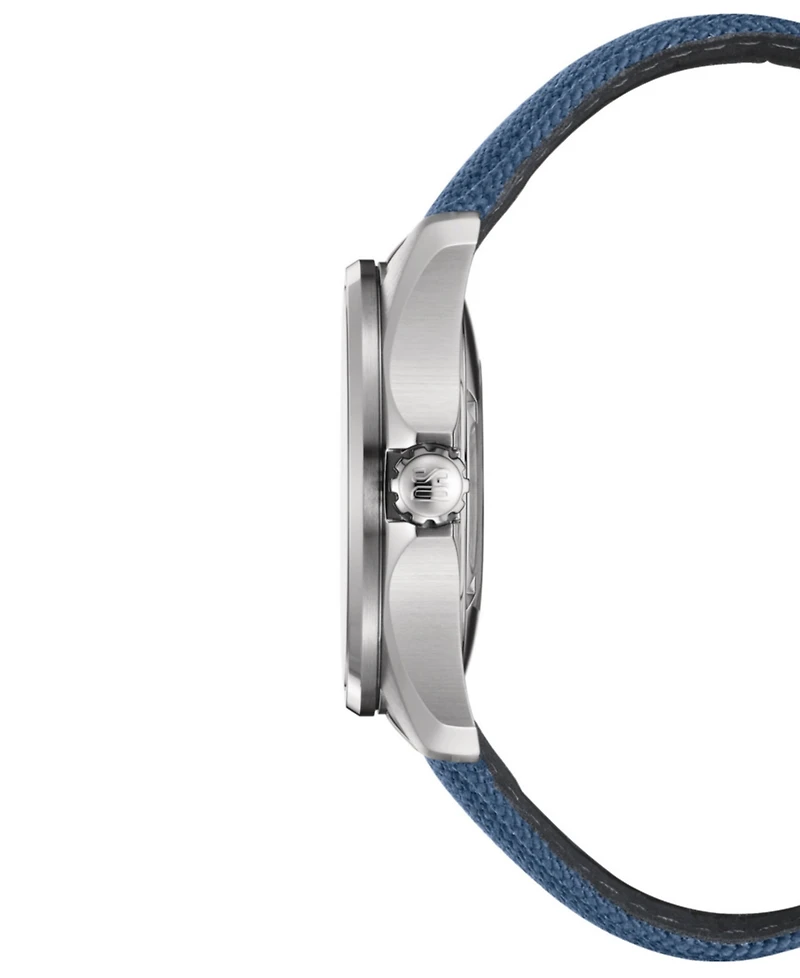 Certina Men's Swiss Automatic Ds Action Day-Date Powermatic 80 Blue Synthetic Strap Watch 41mm