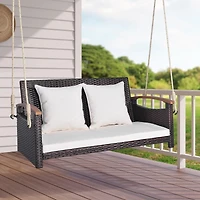 Sugift 2-Person Patio Rattan Porch Swing