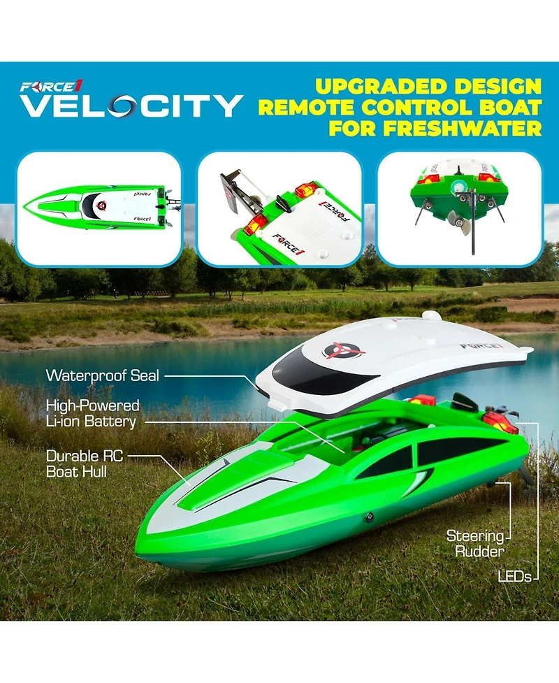 Force1 Velocity Fast Rc Boat - Green
