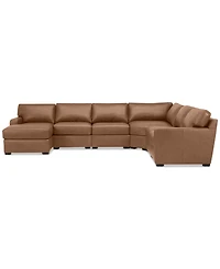 Radley 141" 6-Pc. Leather Wedge Modular Chaise Sectional, Created for Macy's