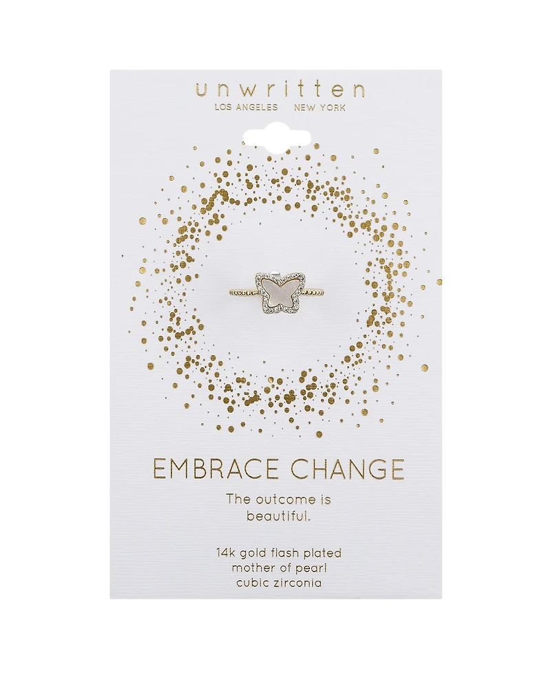 Unwritten Cubic Zirconia Mother of Pearl Butterfly Ring