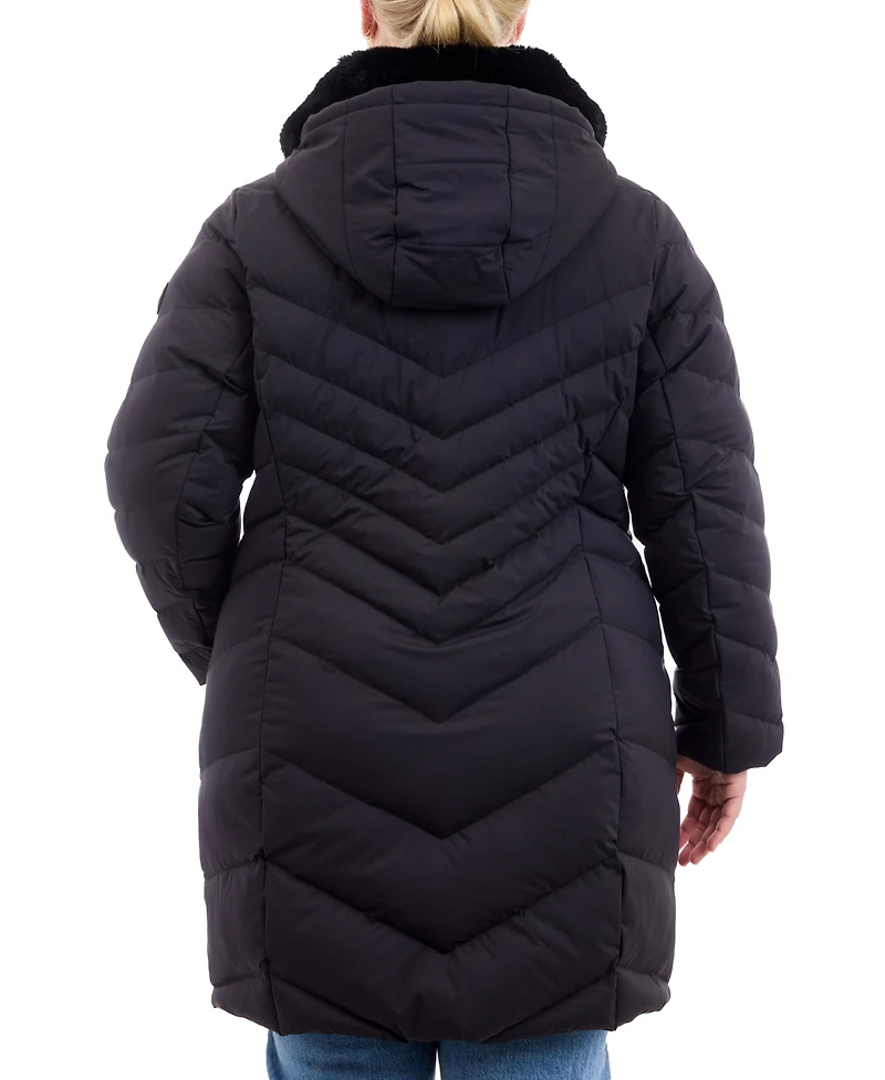 Michael Kors Plus Faux-Fur-Collar Packable Puffer Coat, Created for Macy's