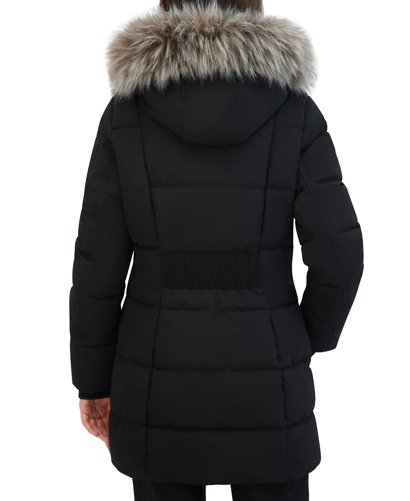 Nautica Women's Faux-Fur-Trim Hooded Puffer Coat