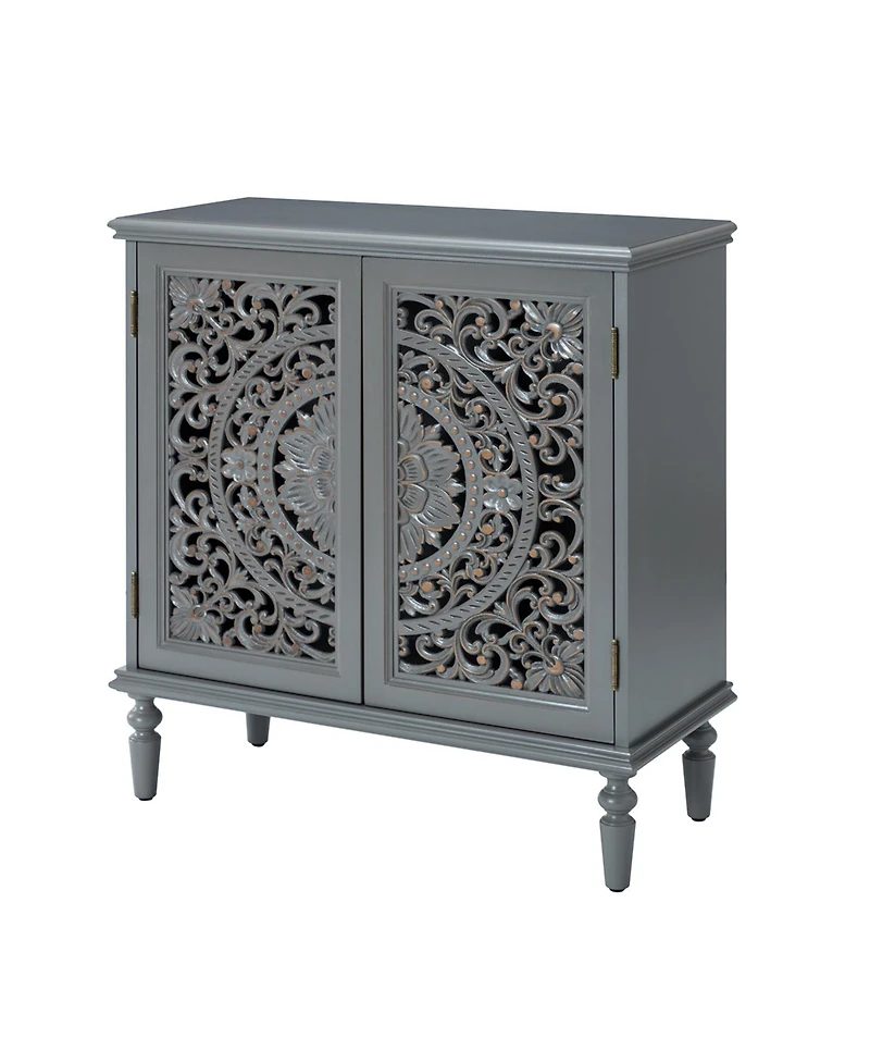 Hulala Home Ismenides Transitional 32" Tall 2-Door Accent Cabinet with Floral Design