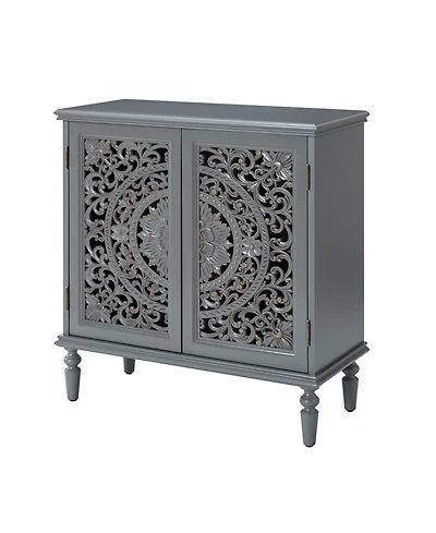 Hulala Home Ismenides Transitional 32" Tall 2-Door Accent Cabinet with Floral Design