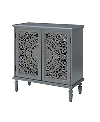 Hulala Home Ismenides Transitional 32" Tall 2-Door Accent Cabinet with Floral Design