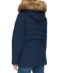 Tommy Hilfiger Women's Bibbed Faux-Fur-Trim Hooded Puffer Coat, Created for Macy's