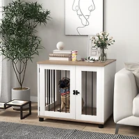 PawHut Dog Crate Furniture, Side or End Table w/ Door for Small Medium Dogs