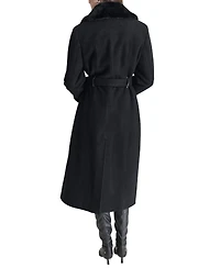Dkny Women's Faux-Fur-Trim Single-Breasted Belted Coat
